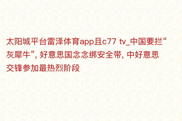 太阳城平台雷泽体育app且c77 tv_中国要拦“灰犀牛”, 好意思国念念绑安全带, 中好意思交锋参加最热烈阶段