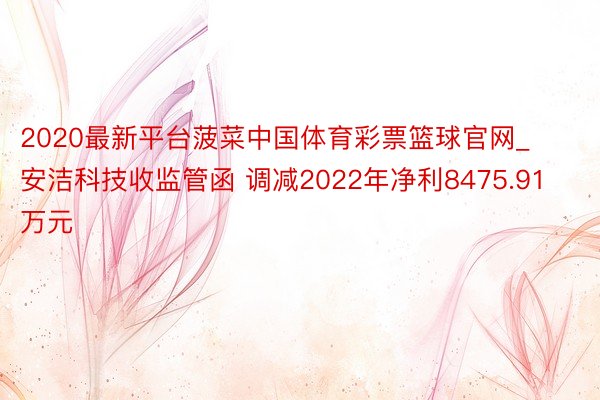 2020最新平台菠菜中国体育彩票篮球官网_安洁科技收监管函 调减2022年净利8475.91万元